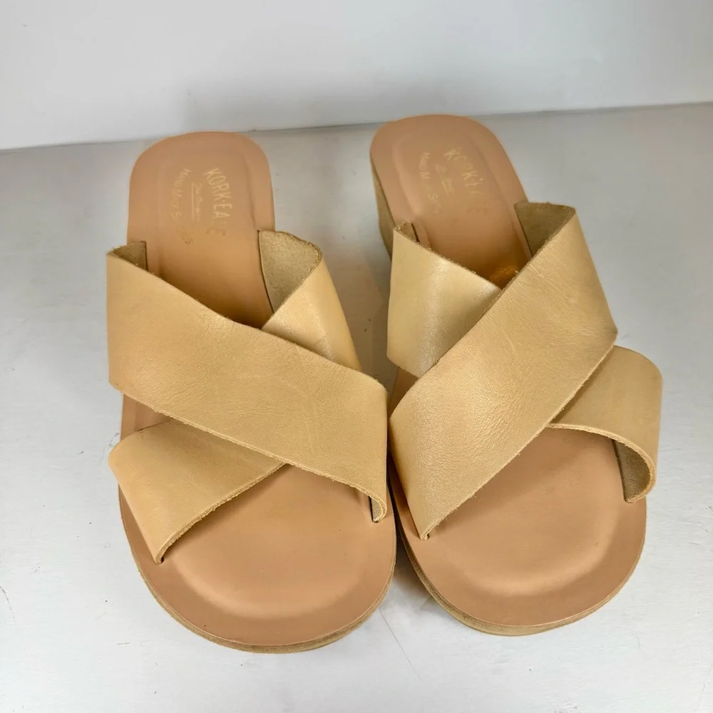 Kork-Ease Women's Cream Wedge Comfort Sandals Size 9‎